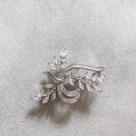 Art Deco Brooch - Rhodium White Gold