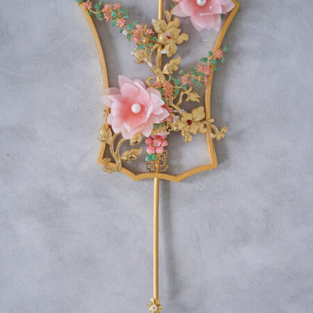 Pink Lotus Fan - Gold