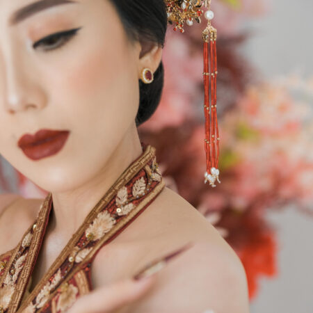 Blossoming Empress Hairpin - Gold, Red (Left)