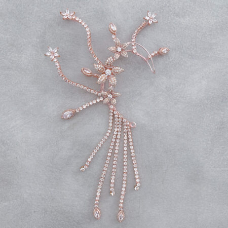 Paved Flower Earpiece - Rose Gold (Right)