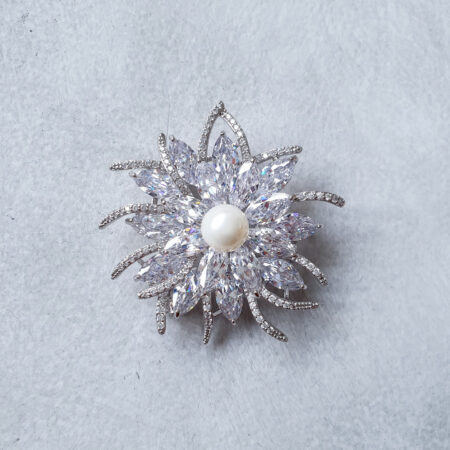 Imagine Pearl Brooch - Rhodium White Gold, White Pearl