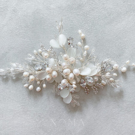Extravagant Shells Extra Long Brooch - White Silver