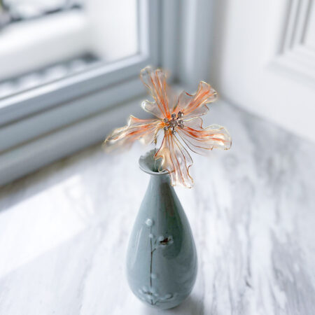 Silky Petals Medium Hairpin - Gold, Coral