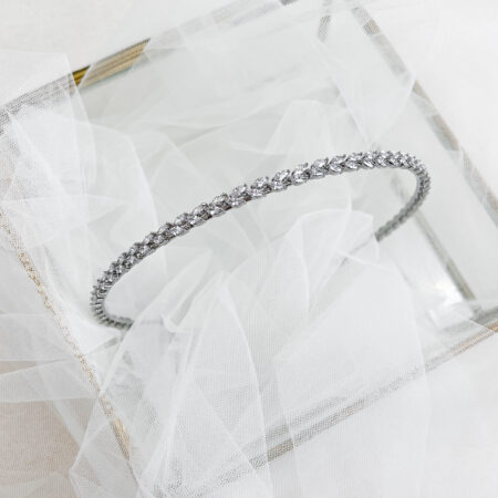 Double Marquise Chain Headband - Rhodium White Gold