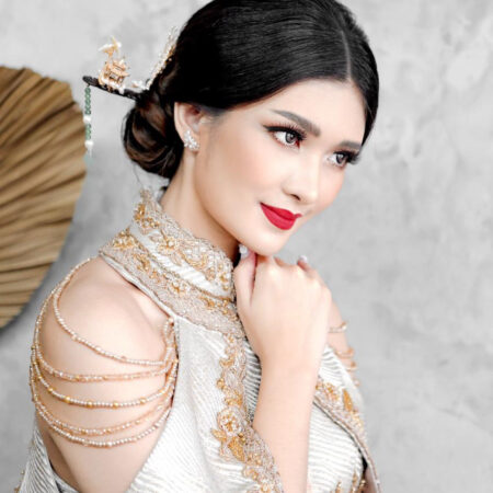 Pavilion Garden Wooden Hairpin - Gold (Right)