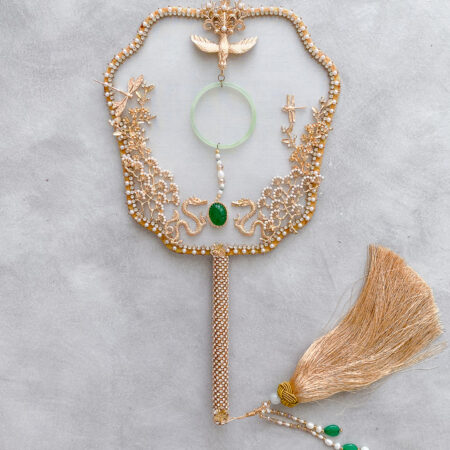 Jade Knob Fan - Gold