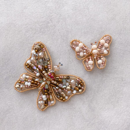 Butterfly Beads Brooch Set - Gold (2 pcs)