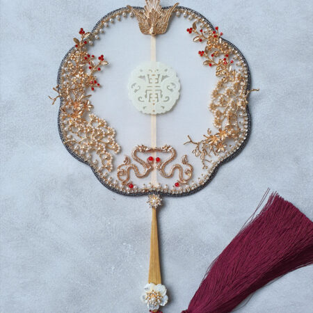 Prosperity Eight Fan - Gold