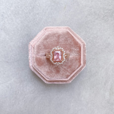 Vintage Baguette Ring - 18k Rose Gold, Pink Diamond