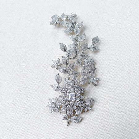 Paved Twigs Royal Art Side Hairvine/Brooch - White Gold (Right)