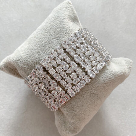 Glam Panel Bangle - Rhodium White Gold