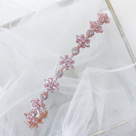 Floral Blossom Headband - 18k Rose Gold, Pink Diamond