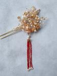 Dragon and Phoenix Pagoda Hairpin - Gold (Left)