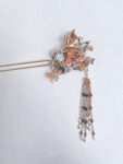 Flying Crane Beautiful Blossom Hairpin - Gold, Blue