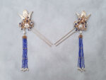 Flying Phoenix Garden Hairpin - Gold, Sapphire (Right)