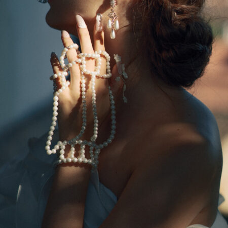 La Perla Handcuff - White Silver, White Pearl