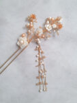 Gold and White Blossom Hairpin - Gold