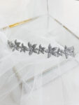 Paved Flower Mix Headband - Rhodium White Gold