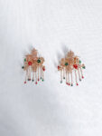 Double Pagoda Side Haircomb Pair - Gold, Red (1 pair)
