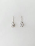 Simple Pear Earrings - Rhodium White Gold