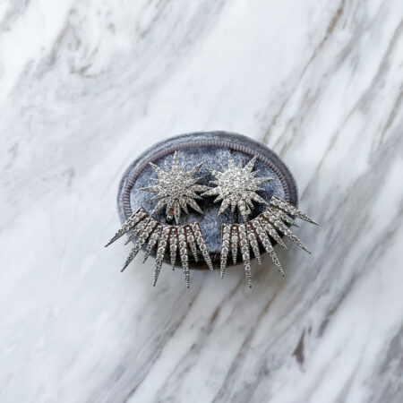 Meteorite Shine Ear Jackets - Rhodium White Gold