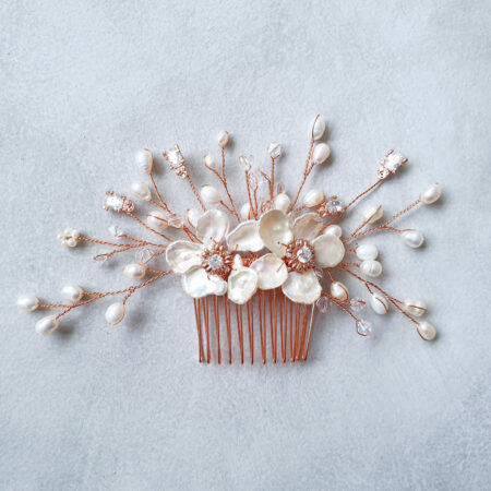 Fleur et Perle Haircomb - Rose Gold