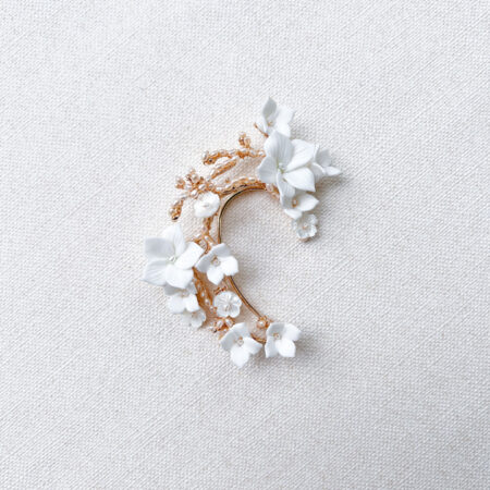 Clay Flower Pearl Branches Earpiece - Gold (Right)