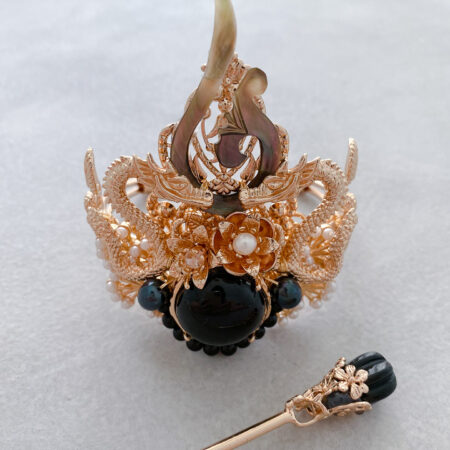 Emperor Dragon Cuff Set - Gold, Black (2 pcs)