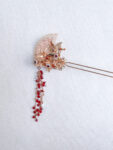 Flying Crane Bouquet Hairpin - Gold, Ruby (Right)