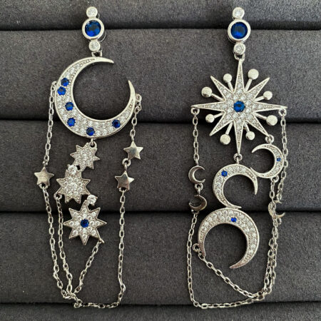 Celestial Blue Earrings - Rhodium White Gold, Sapphire