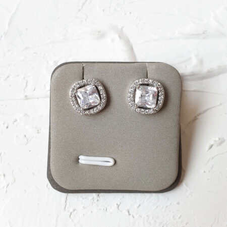 Classic Cushion Halo 2 ct Earrings - Rhodium White Gold