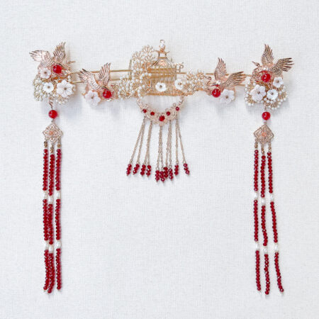 Crane Flowers Set - Gold, Red (3 pcs)