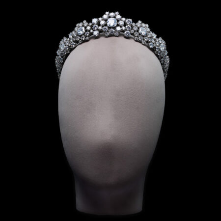 Cushion Cut Crown - Rhodium White Gold, White Diamond