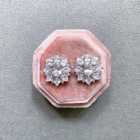 Oval Shine Earrings - Rhodium White Gold, White Diamond