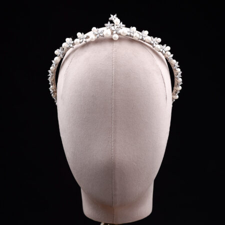 Floraline Pearl Crown - Rhodium White Gold, White Pearl