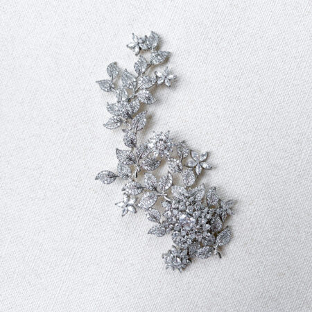 Paved Twigs Royal Art Side Hairvine/Brooch - White Gold (Left)