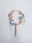 Colorful Magical Moon Rabbit Fan - Gold