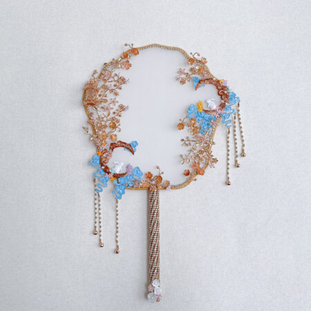 Colorful Magical Moon Rabbit Fan - Gold