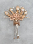 3D Peacock Flower Garden Haircomb - Gold