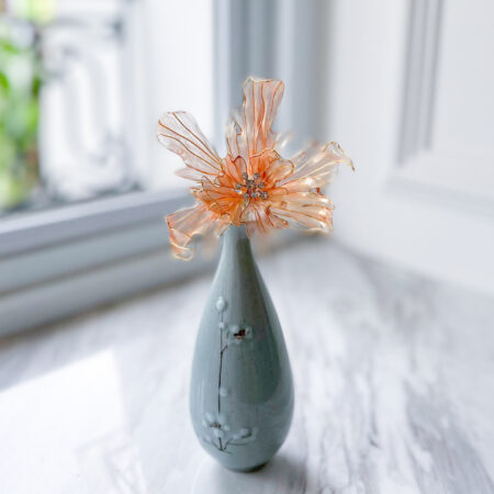 Silky Petals Large Hairpin - Gold, Coral