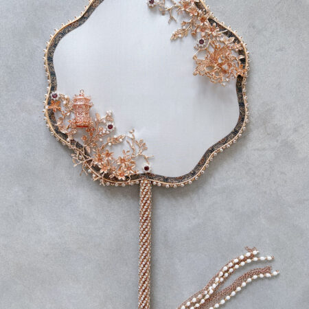 Lucky 3D Butterfly Pagoda Fan - Gold, Ruby