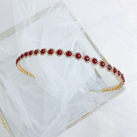 Jade Halo Headband - 18k Yellow Gold, Red