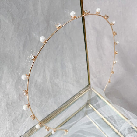 Pearl and Diamond Touch Headband - 18k Yellow Gold, White Pearl