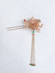 Branching Pagoda Garden Hairpin - Gold, Red (Left)