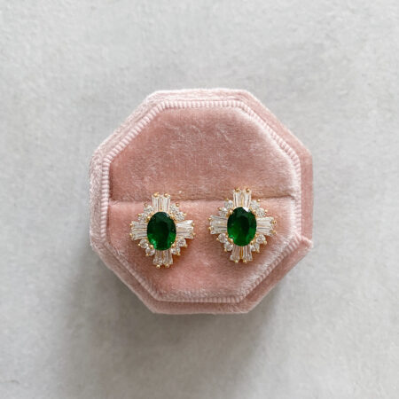 Oval T Arrangement Large Earrings - 18k Yellow Gold, Emerald