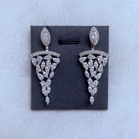 Pythagoras Ear Jackets - Rhodium White Gold, White Diamond
