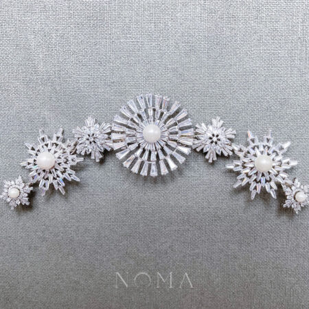 Milky Way Round Hairvine/Brooch - White Gold, White Pearl