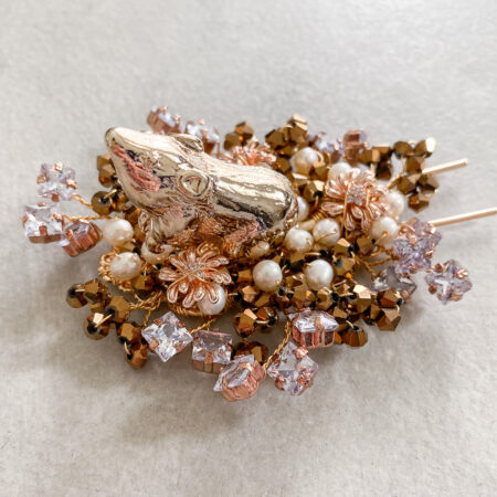 Bronze Rat Hairpin - Gold