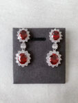 Drop Oval Radiance Earrings - Rhodium White Gold, Ruby