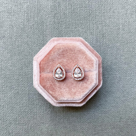 DIY Pear Top Earrings - 18k Rose Gold, White Diamond